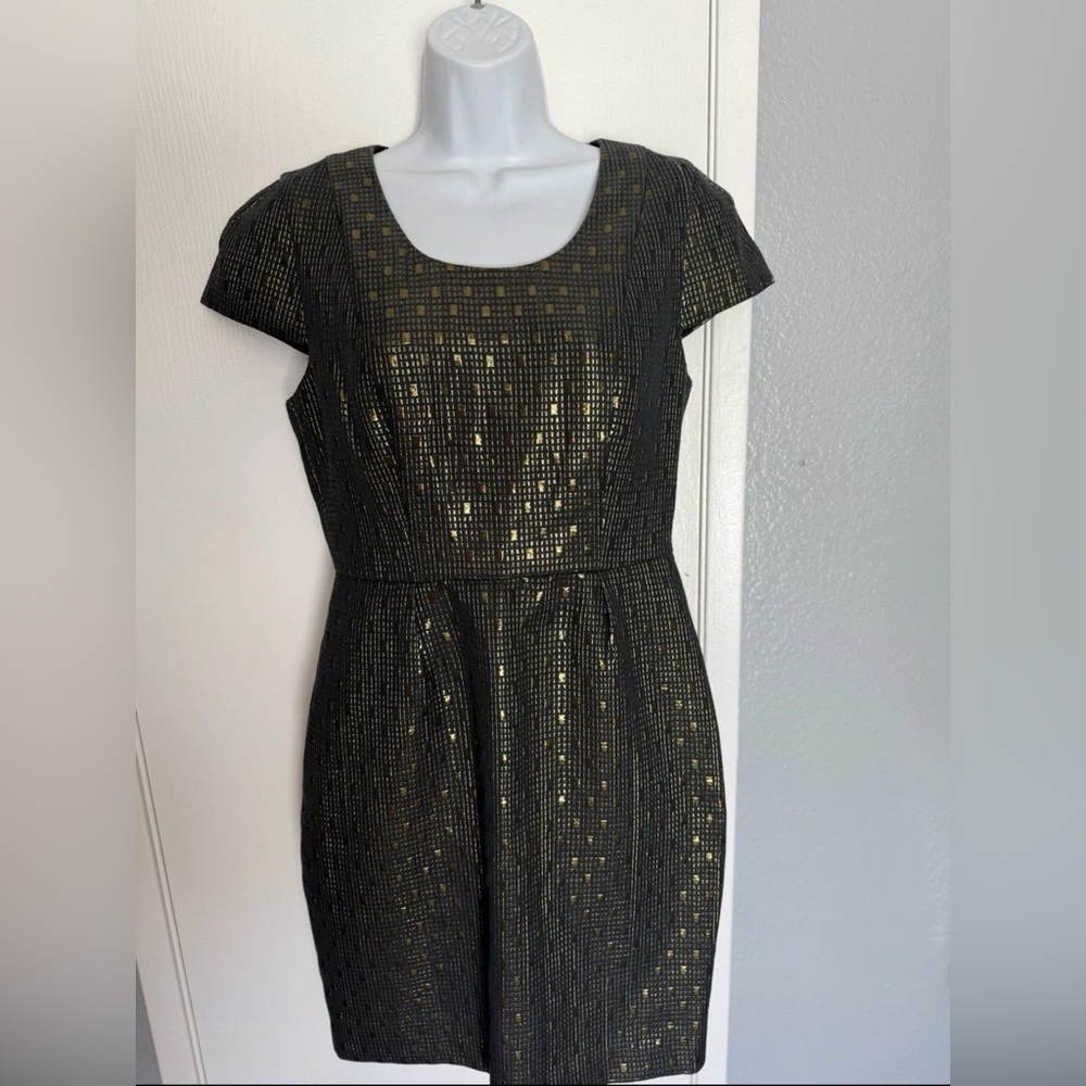 Covington Black and Gold Midi Dress